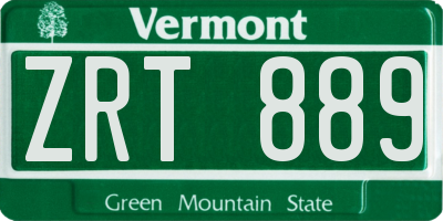 VT license plate ZRT889