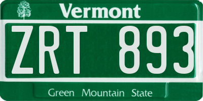 VT license plate ZRT893