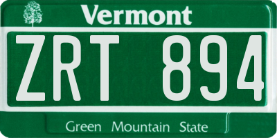 VT license plate ZRT894
