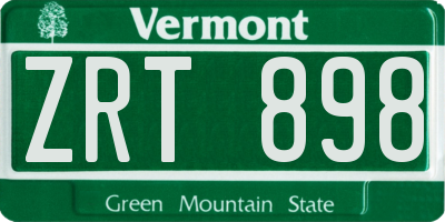VT license plate ZRT898
