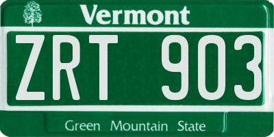 VT license plate ZRT903