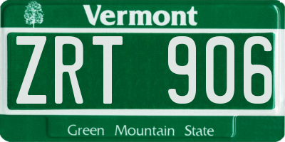 VT license plate ZRT906
