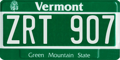 VT license plate ZRT907