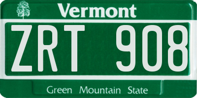 VT license plate ZRT908