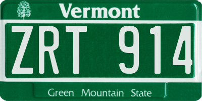 VT license plate ZRT914