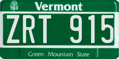 VT license plate ZRT915