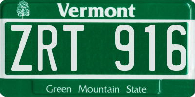 VT license plate ZRT916