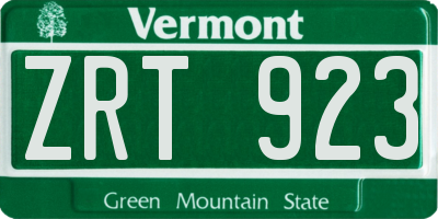 VT license plate ZRT923