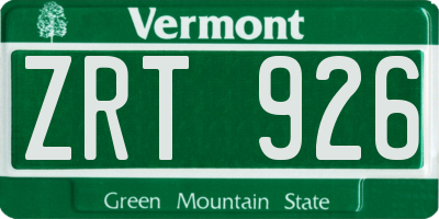VT license plate ZRT926