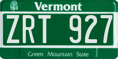 VT license plate ZRT927