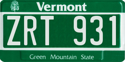 VT license plate ZRT931