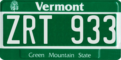 VT license plate ZRT933