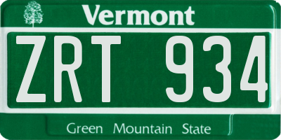 VT license plate ZRT934