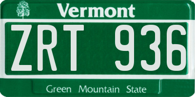 VT license plate ZRT936