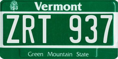 VT license plate ZRT937