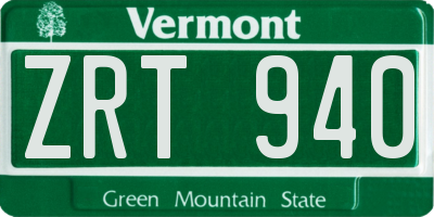 VT license plate ZRT940