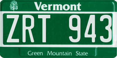 VT license plate ZRT943