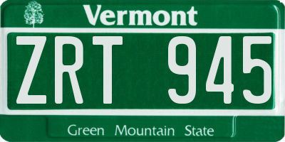 VT license plate ZRT945