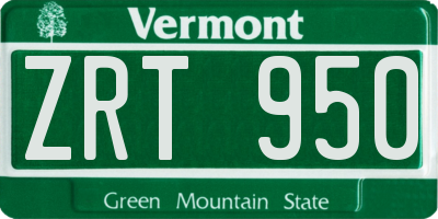 VT license plate ZRT950