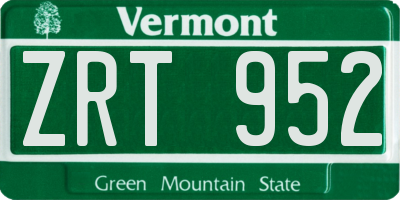 VT license plate ZRT952