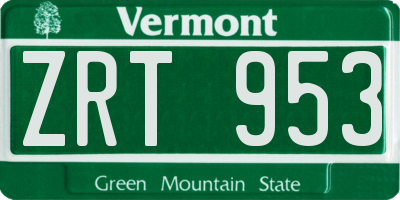 VT license plate ZRT953