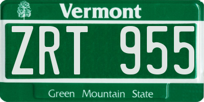 VT license plate ZRT955