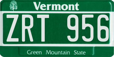 VT license plate ZRT956