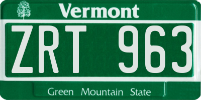 VT license plate ZRT963