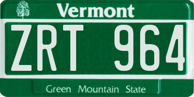 VT license plate ZRT964