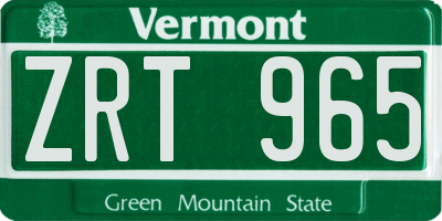 VT license plate ZRT965