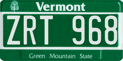 VT license plate ZRT968