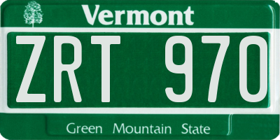 VT license plate ZRT970