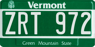 VT license plate ZRT972
