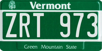 VT license plate ZRT973