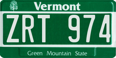 VT license plate ZRT974
