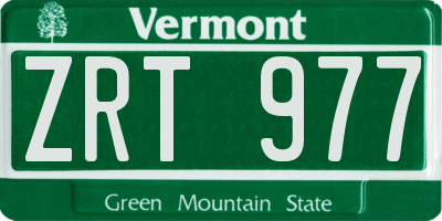 VT license plate ZRT977