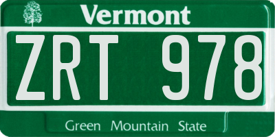 VT license plate ZRT978
