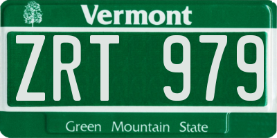 VT license plate ZRT979