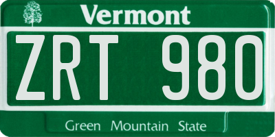 VT license plate ZRT980