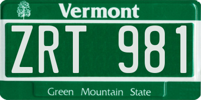 VT license plate ZRT981