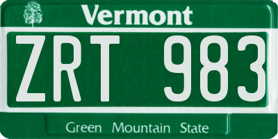VT license plate ZRT983