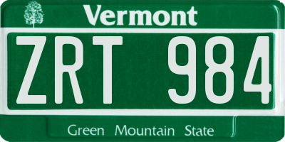 VT license plate ZRT984
