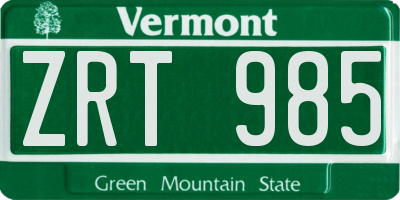 VT license plate ZRT985