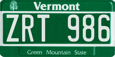 VT license plate ZRT986