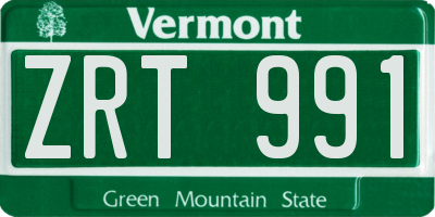 VT license plate ZRT991