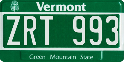 VT license plate ZRT993