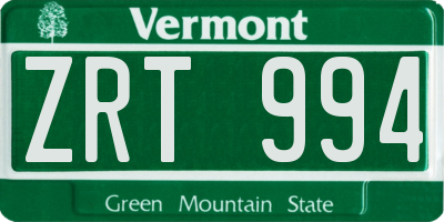 VT license plate ZRT994