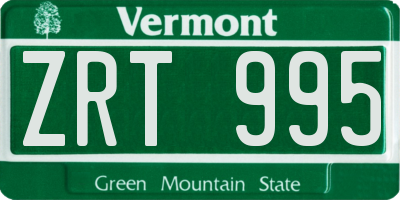 VT license plate ZRT995