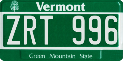 VT license plate ZRT996