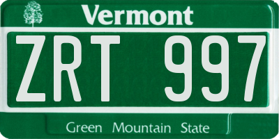 VT license plate ZRT997